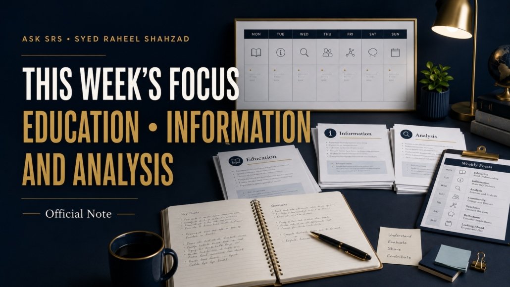 Why Ask SRS Is Focusing on Education, Information and Analysis This Week Ask SRS Syed Raheel Shahzad image.