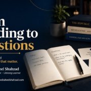 Ask SRS by Syed Raheel Shahzad image showing reading, questions, discussion and deeper thinking