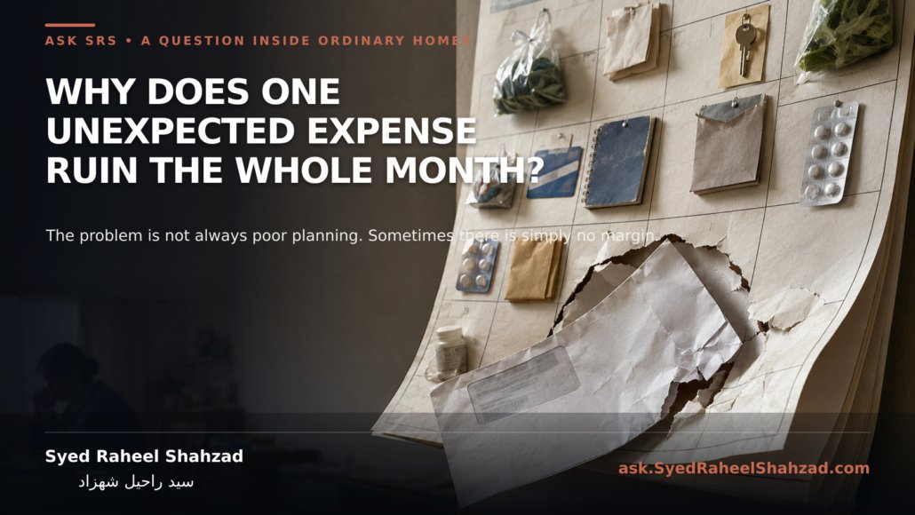 A torn monthly calendar and household bills showing how one unexpected expense can ruin the entire month