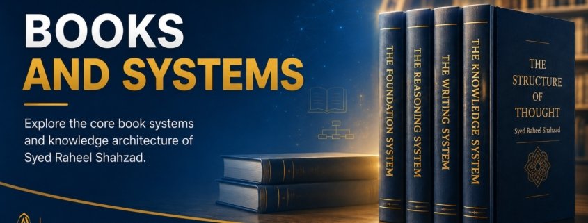 Ask SRS books page featured image for Syed Raheel Shahzad showing book systems, knowledge architecture, The Source of Truth System, Qur’anic Coherence and The Syed Group.
