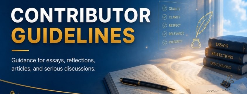 Ask SRS contributor guidelines featured image for Syed Raheel Shahzad showing essays, reflections, submissions, originality and editorial review.