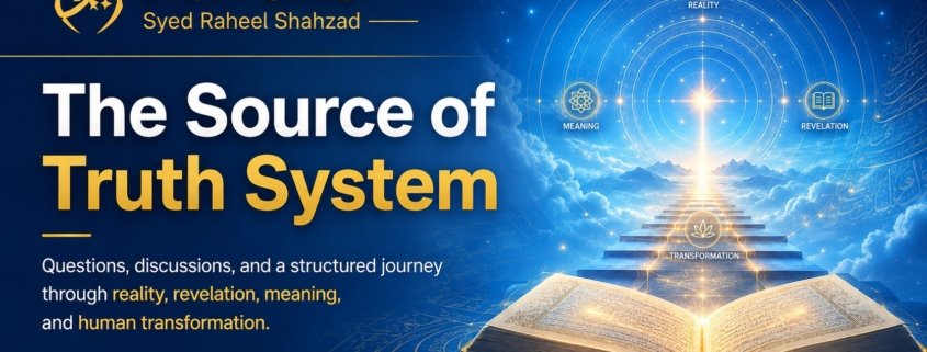 Ask SRS featured image for The Source of Truth System by Syed Raheel Shahzad, covering reality, revelation, meaning and human transformation.