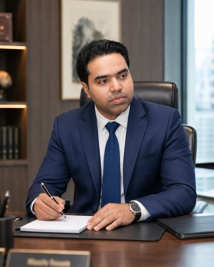 Syed Raheel Shahzad standing in a library, author portrait