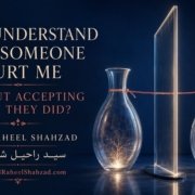 Two luminous glass vessels remain connected by a red thread while a transparent boundary prevents the cracked vessel from transferring harm.