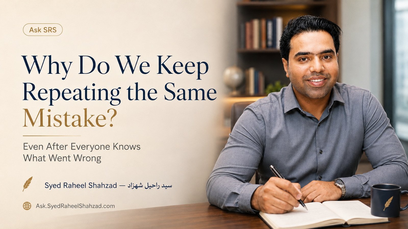 Ask SRS featured image with Syed Raheel Shahzad examining repeated mistakes, learning, memory, habits, behavior change and why knowing what went wrong is not enough