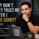 Syed Raheel Shahzad in an Ask SRS image asking why trust has not returned after saying sorry