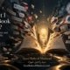 Ask SRS artwork by Syed Raheel Shahzad showing an open book under pressure from notifications, tabs, scroll prompts and digital distraction, symbolizing the struggle to finish a book.