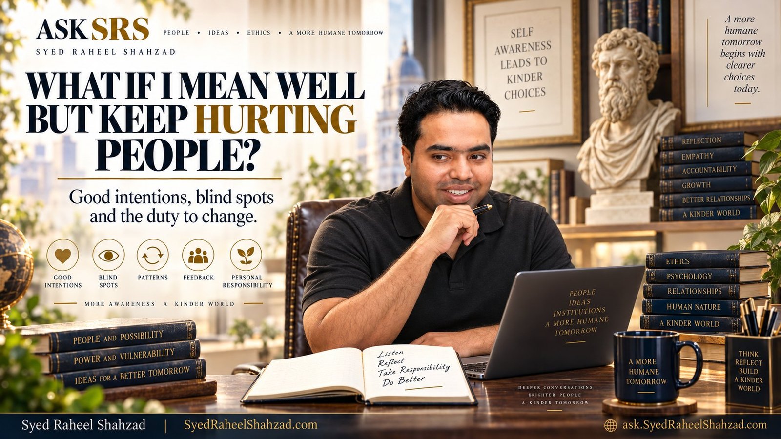 Ask SRS article with Syed Raheel Shahzad on good intentions, blind spots, repeated harm, apology and personal change