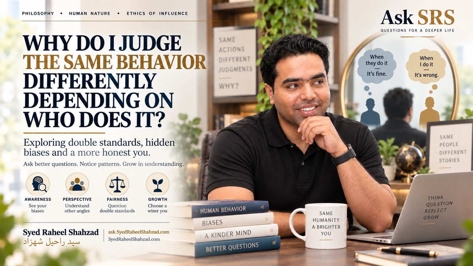 Ask SRS article with Syed Raheel Shahzad examining hidden bias, perspective and why identical behavior can receive different moral judgments