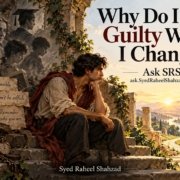 Ask SRS philosophical artwork by Syed Raheel Shahzad about guilt, personal change, family expectations, identity, growth and choosing a new path